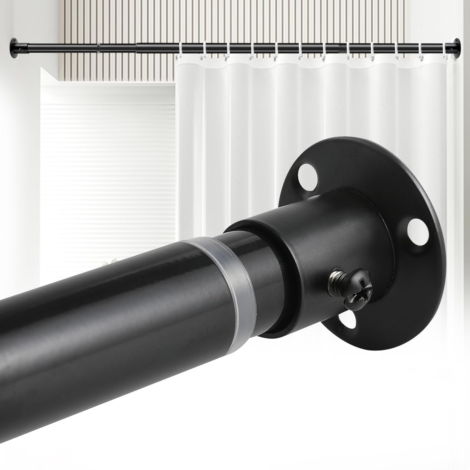 OLHAV 28 to 73" Black Shower Curtain Rod Wall Mounted Shower Rod | Wayfair
